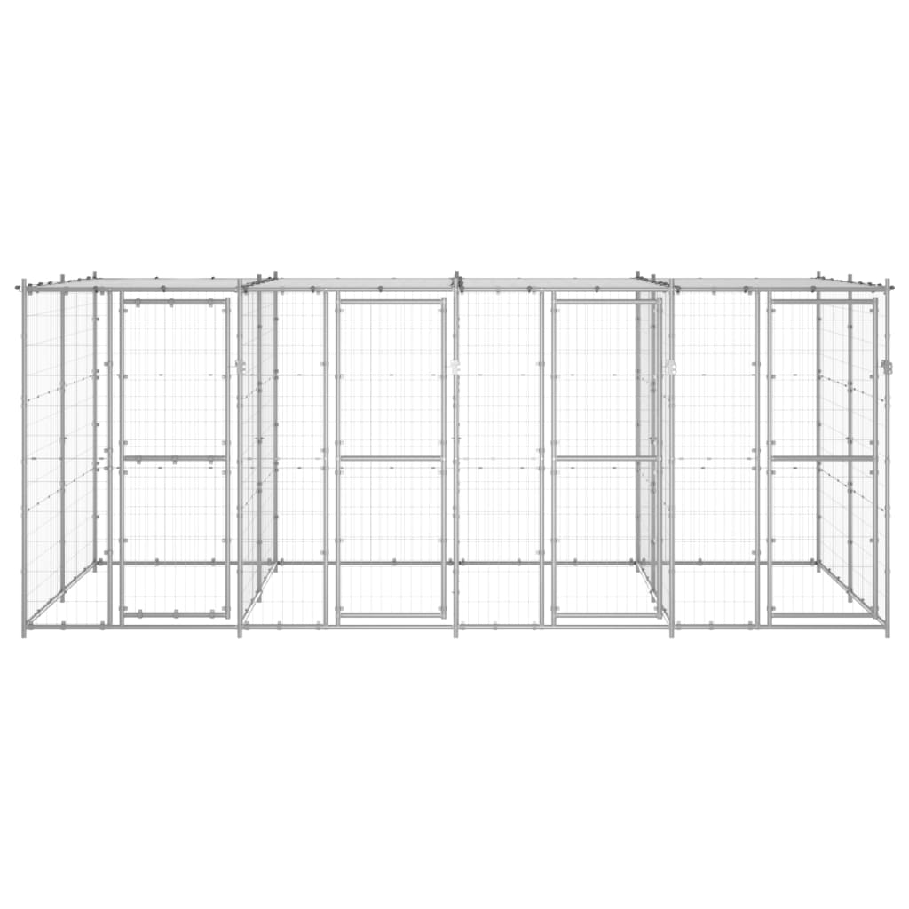 Outdoor-Hundezwinger mit Überdachung Verzinkter Stahl 9,68 m²
