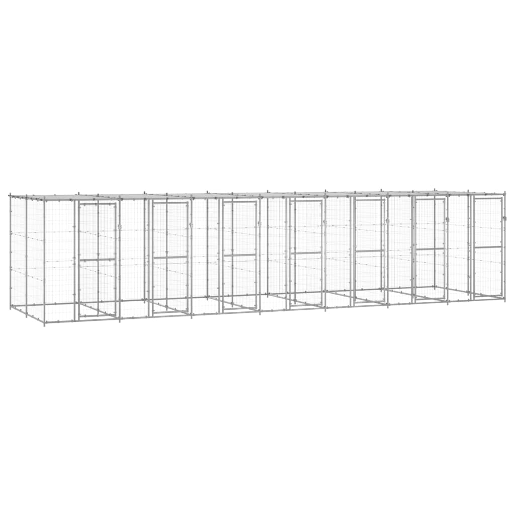 Outdoor-Hundezwinger mit Überdachung Verzinkter Stahl 16,94 m²