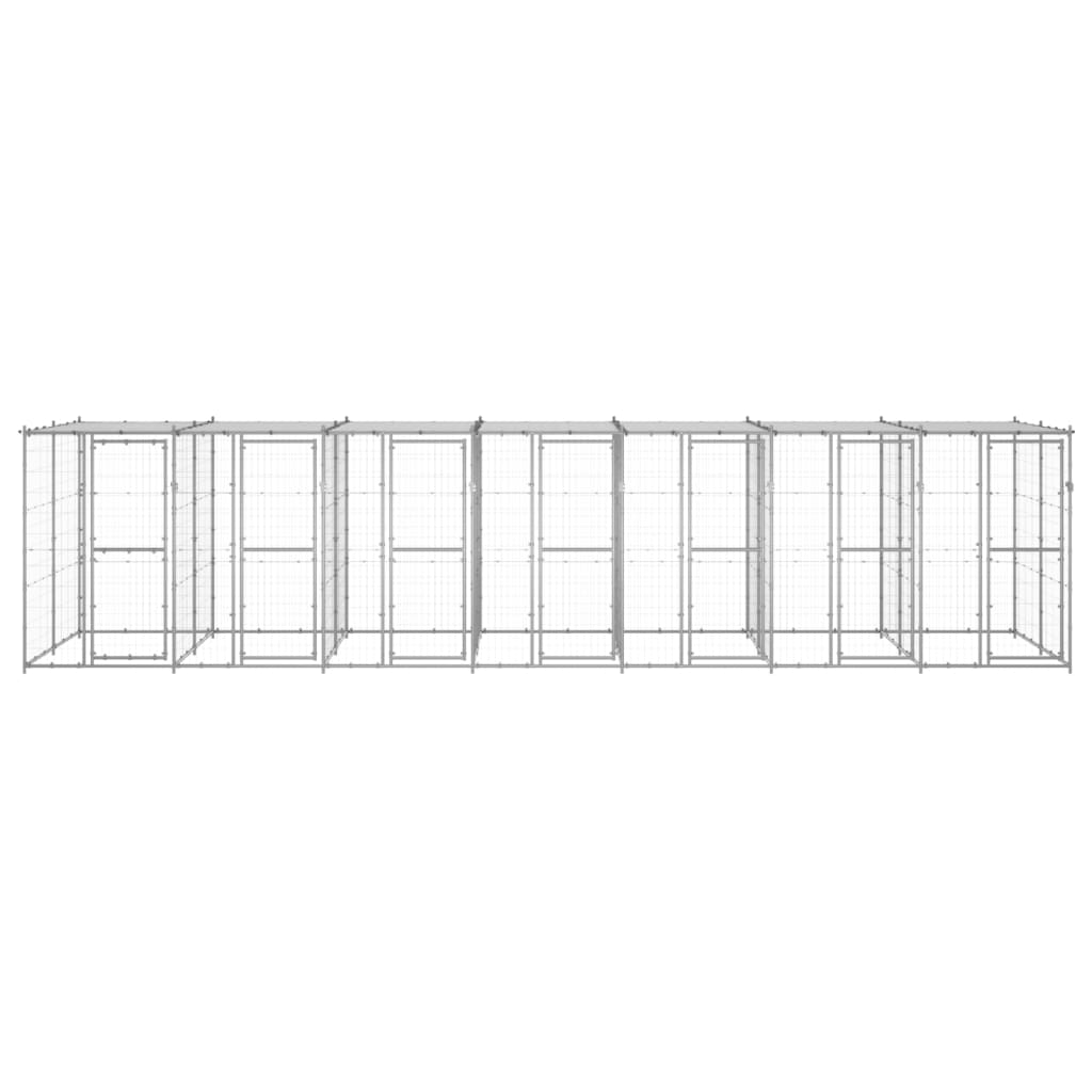 Outdoor-Hundezwinger mit Überdachung Verzinkter Stahl 16,94 m²