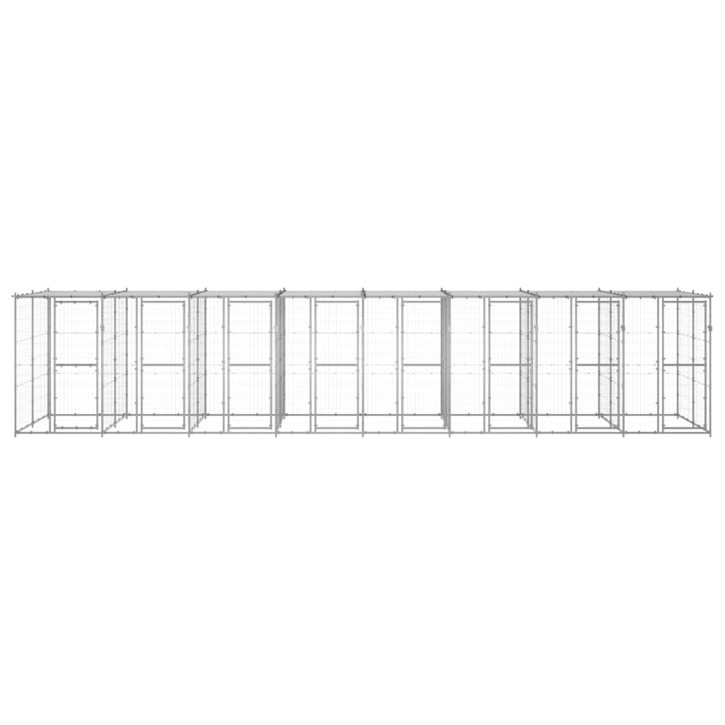 Outdoor-Hundezwinger mit Überdachung Verzinkter Stahl 19,36 m²