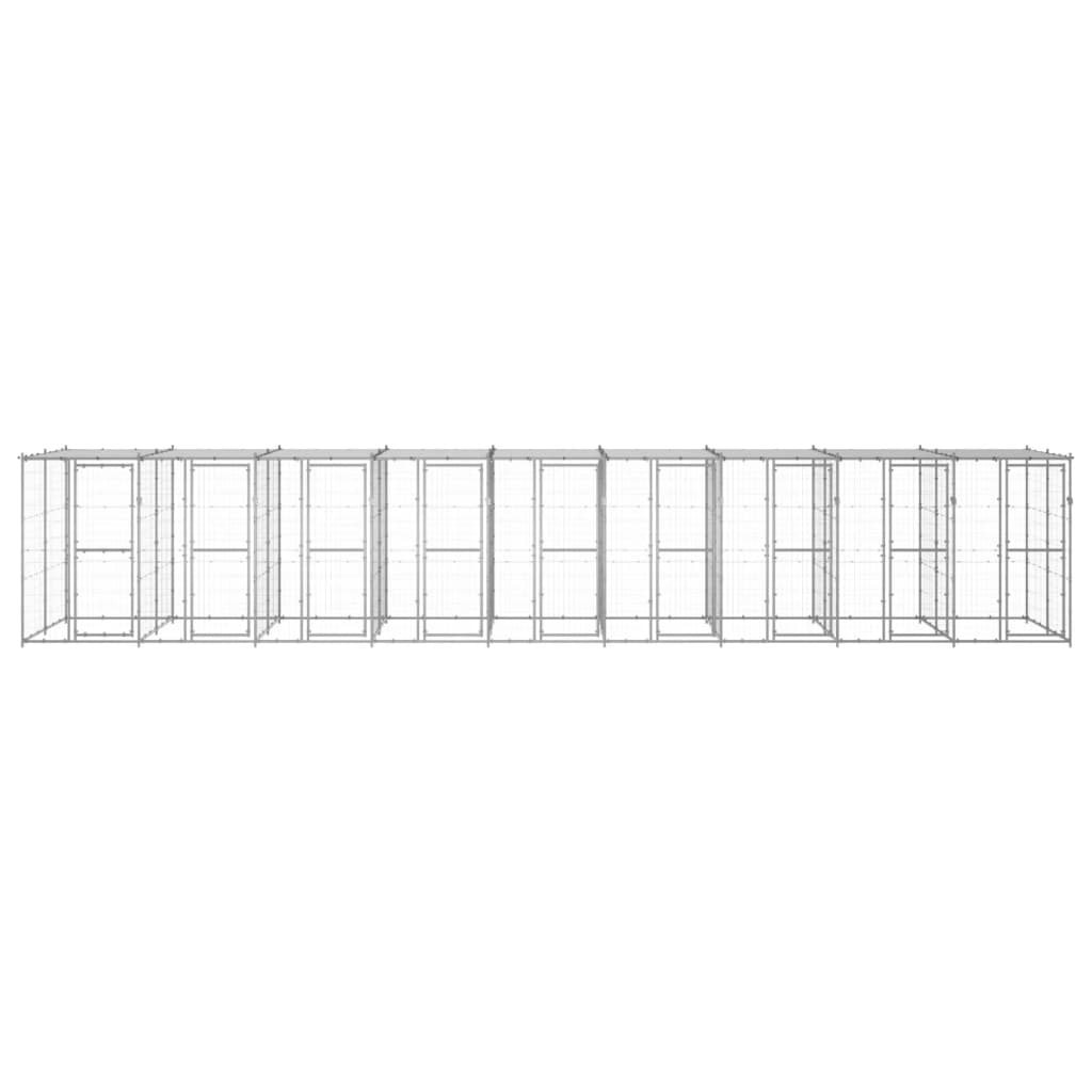 Outdoor-Hundezwinger mit Überdachung Verzinkter Stahl 21,78 m²