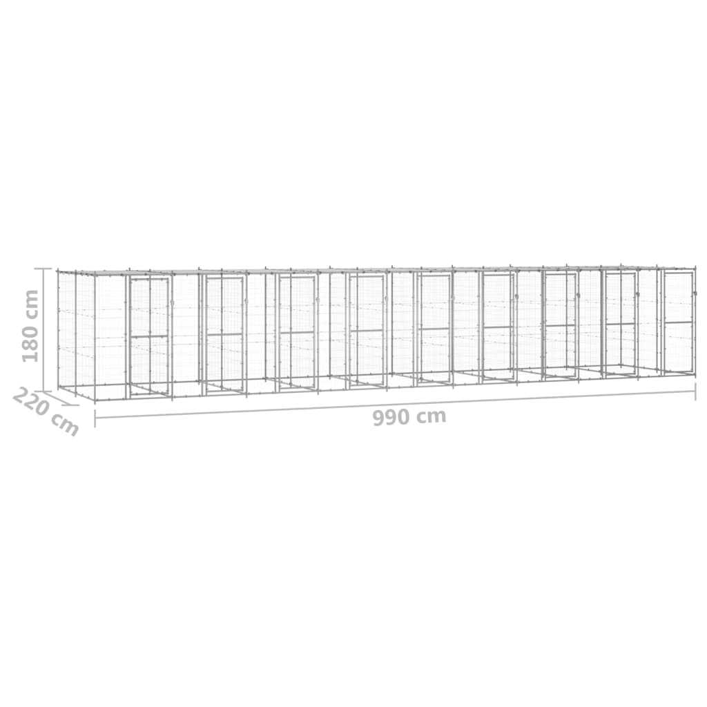 Outdoor-Hundezwinger mit Überdachung Verzinkter Stahl 21,78 m²