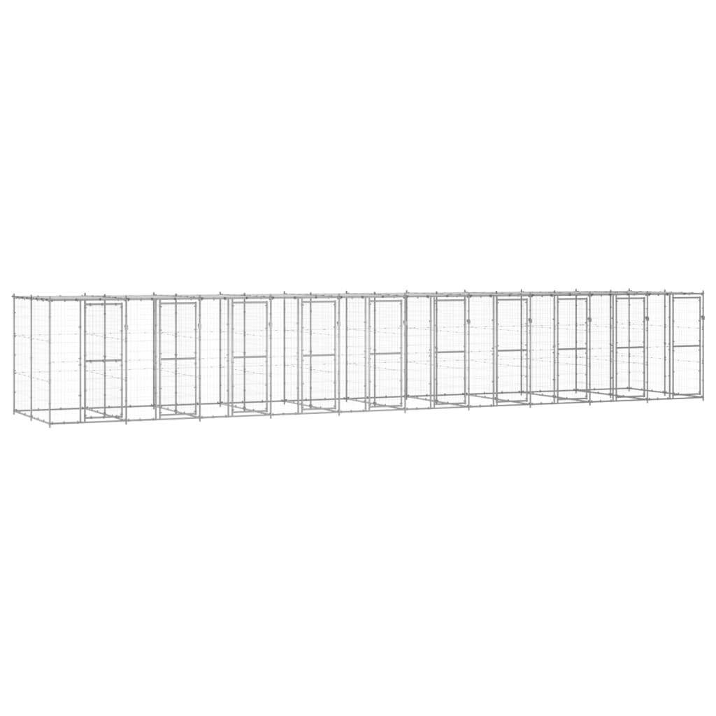 Outdoor-Hundezwinger mit Überdachung Verzinkter Stahl 24,2 m²