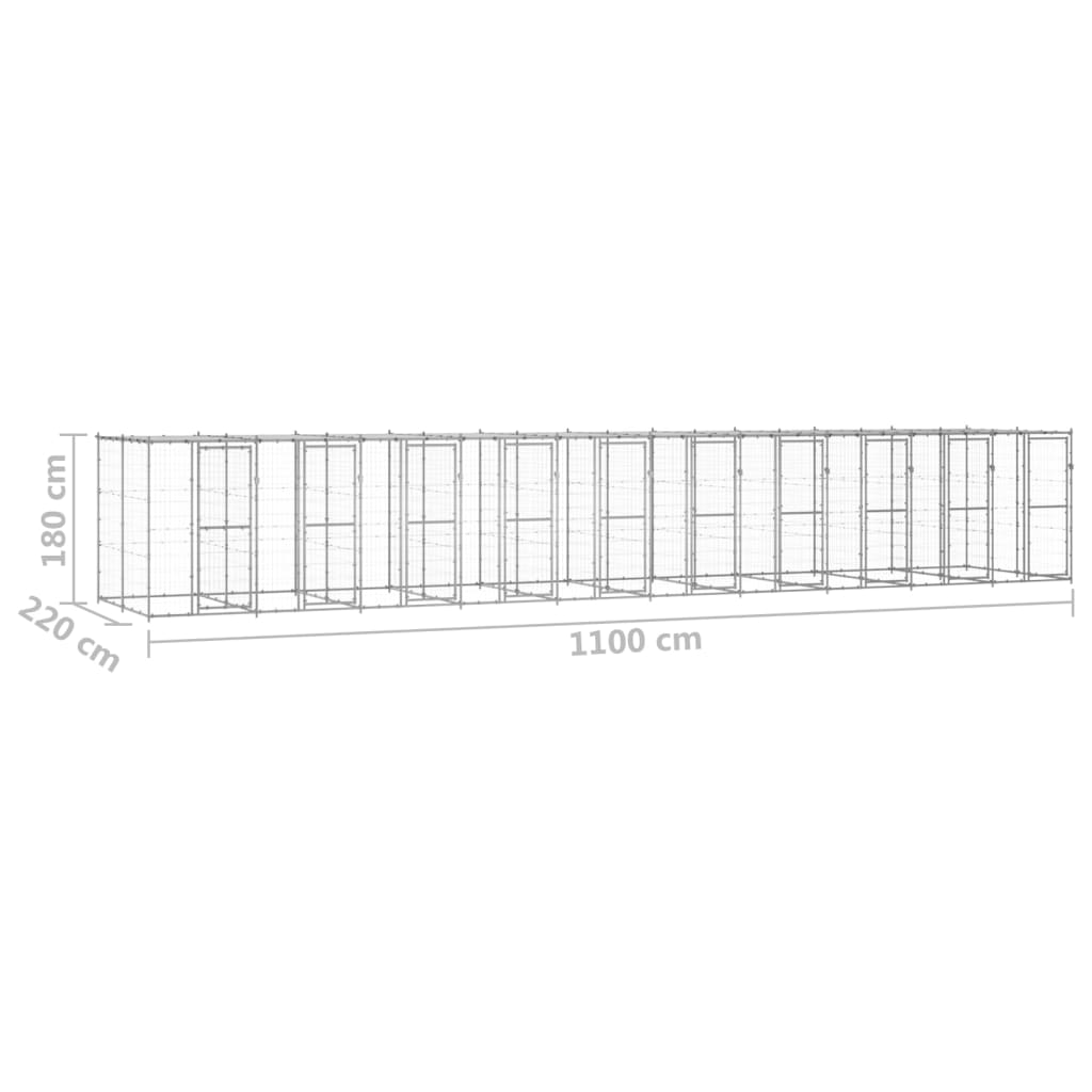 Outdoor-Hundezwinger mit Überdachung Verzinkter Stahl 24,2 m²