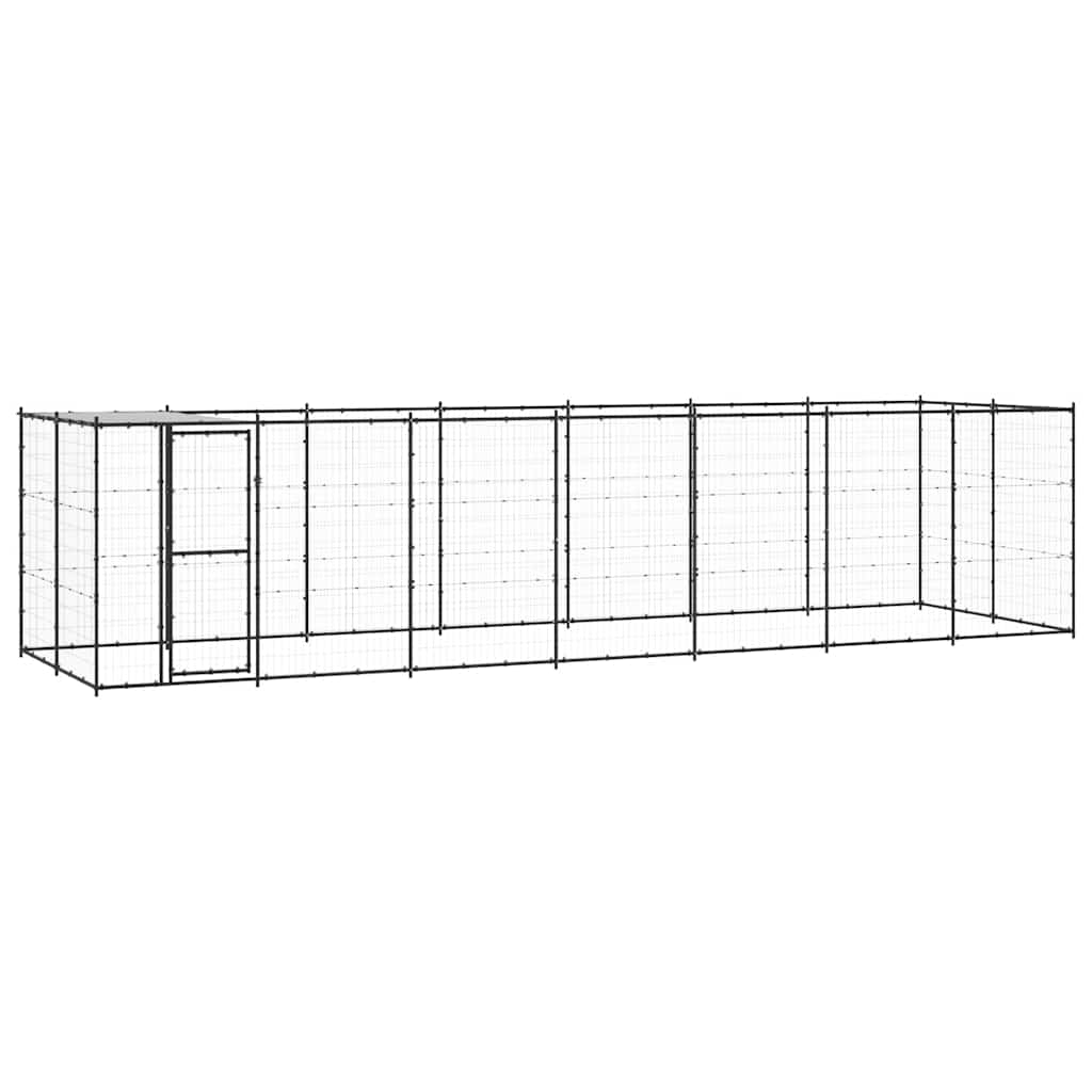 Outdoor-Hundezwinger mit Überdachung Stahl 16,94 m²