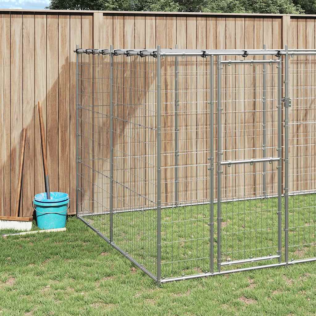 Outdoor-Hundezwinger mit Überdachung Verzinkter Stahl 7,26 m²