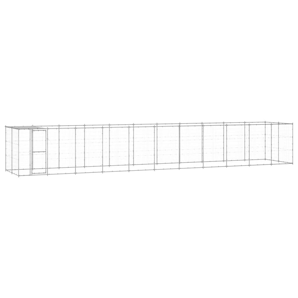 Outdoor-Hundezwinger mit Überdachung Verzinkter Stahl 26,62 m²
