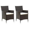 Gartenstühle mit Sitzpolster 2 Stk. Poly Rattan Braun