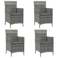 Gartenstühle mit Kissen 4 Stk. Poly Rattan Grau