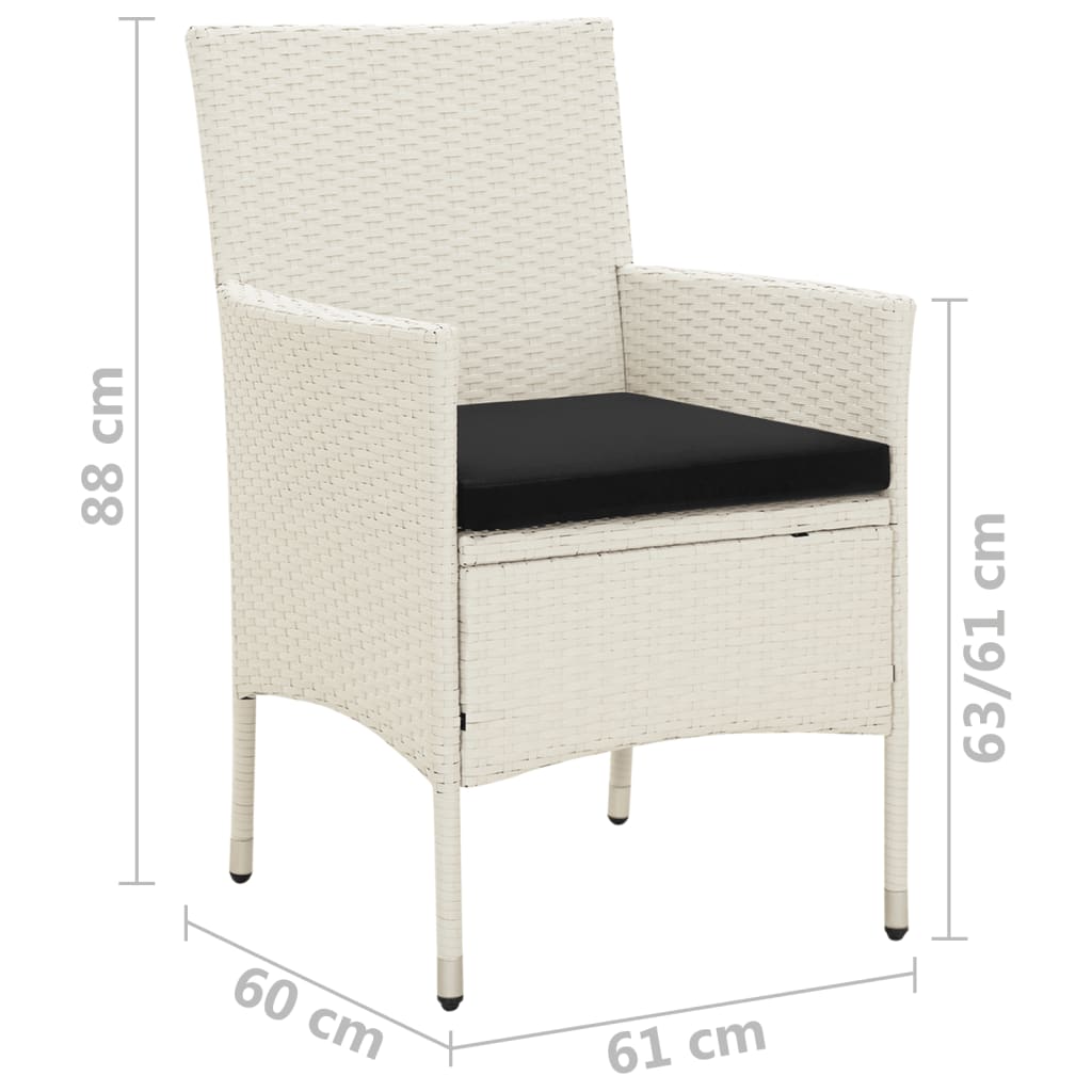 Gartenstühle mit Kissen 4 Stk. Poly Rattan Weiß