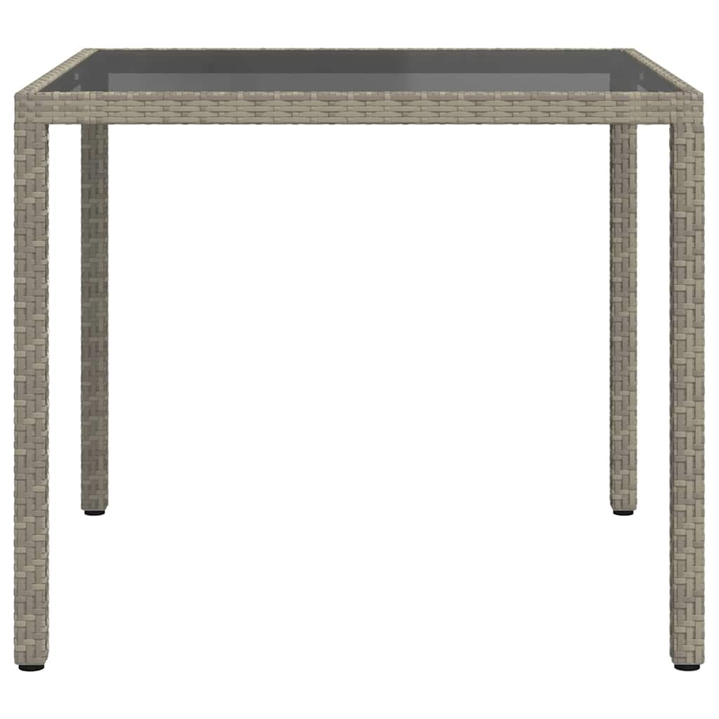 Gartentisch 90x90x75 cm Gehärtetes Glas Poly Rattan Grau