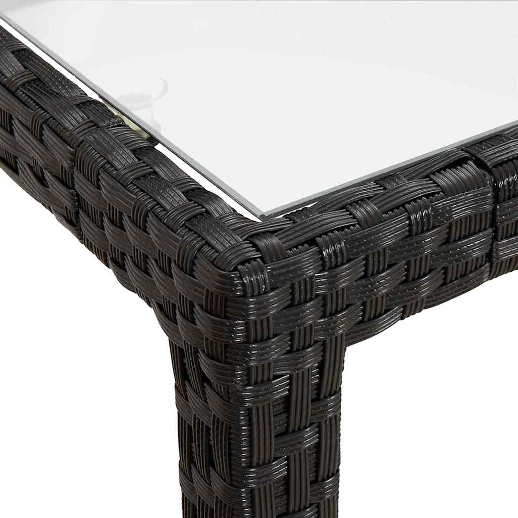 Gartentisch 150x90x75 cm Gehärtetes Glas Poly Rattan Schwarz