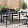 Gartentisch 150x90x75 cm Gehärtetes Glas Poly Rattan Schwarz