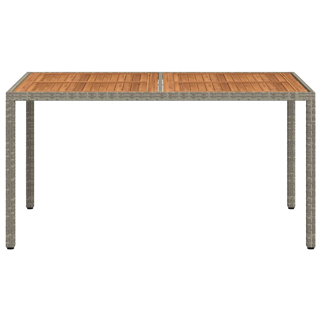 Gartentisch 150x90x75 cm Poly Rattan und Akazienholz Grau