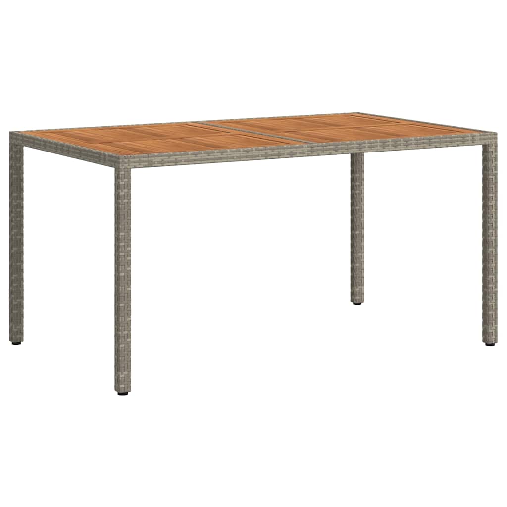 Gartentisch 150x90x75 cm Poly Rattan und Akazienholz Grau