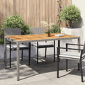 Gartentisch 150x90x75 cm Poly Rattan und Akazienholz Grau