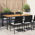 Gartentisch 190x90x75 cm Poly Rattan und Akazienholz Schwarz