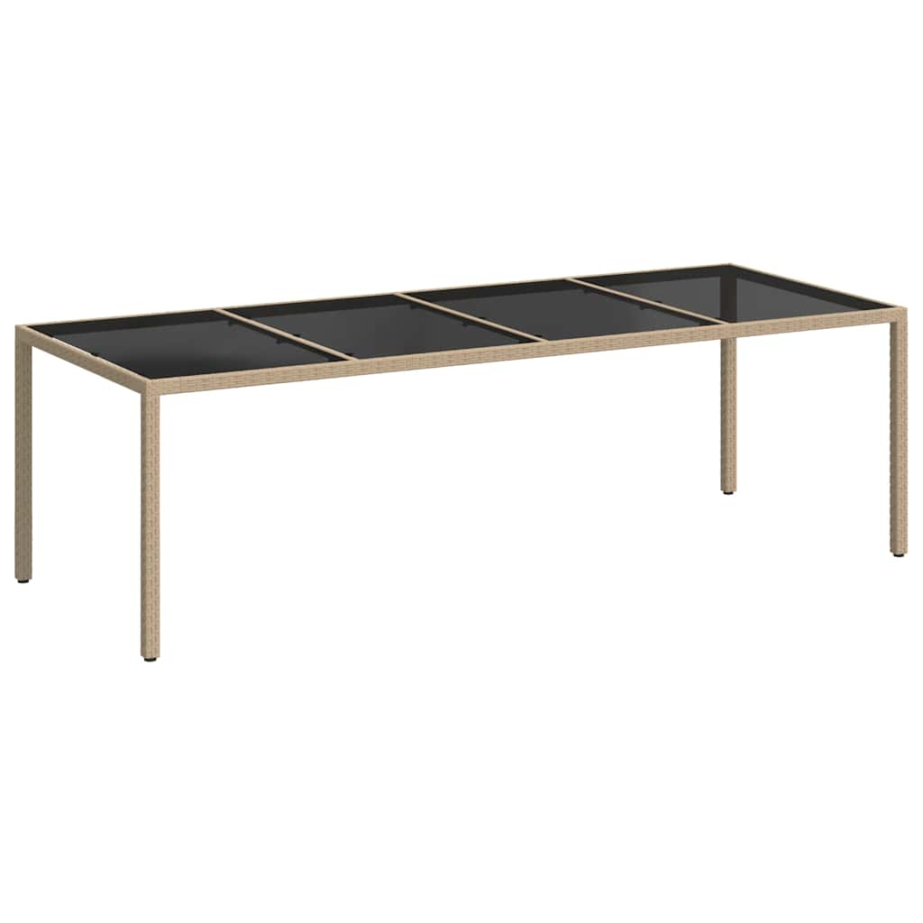 Gartentisch Beige 250x100x75 cm Hartglas und Poly Rattan