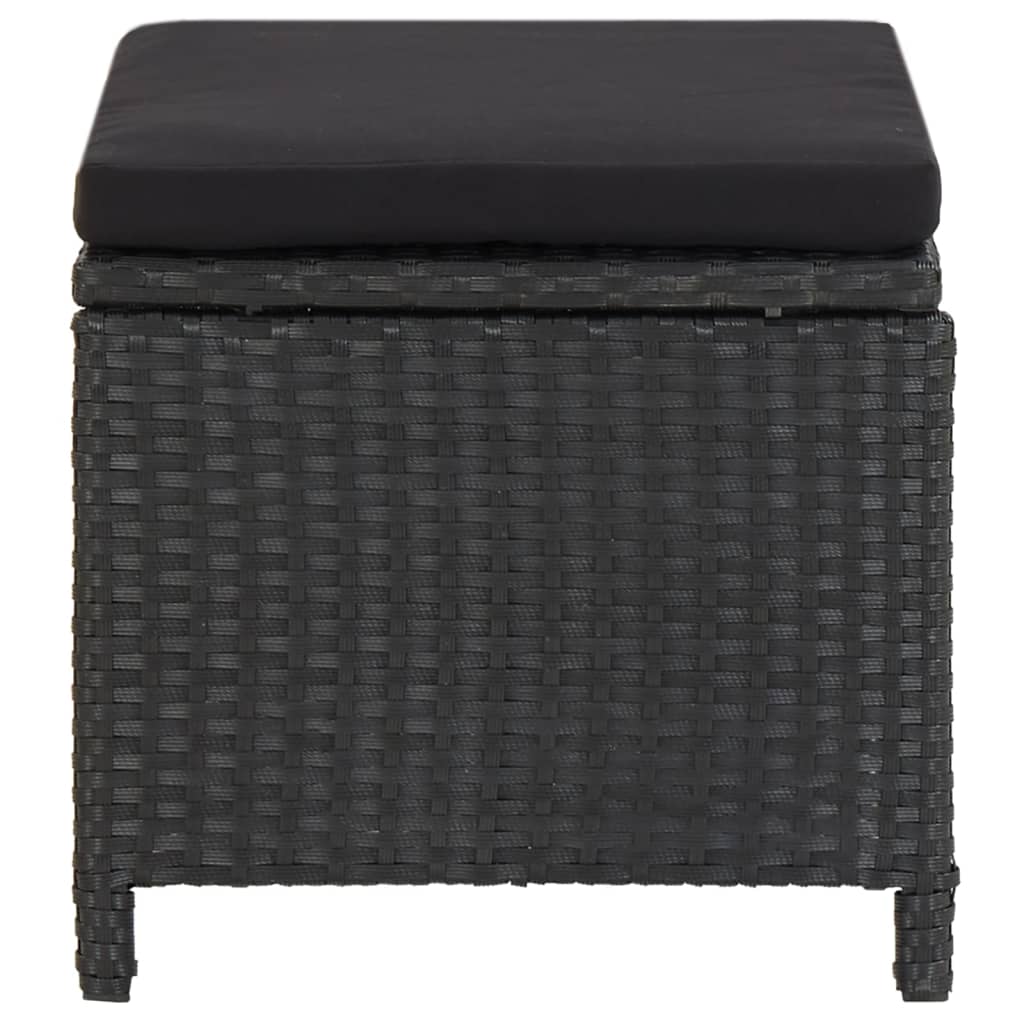 4-tlg. Gartenstuhl und Hocker Set Poly Rattan Schwarz