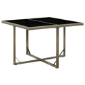 Gartentisch Grau 109x107x74 cm Poly Rattan und Glas
