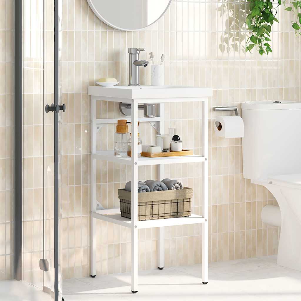 Badezimmer Waschtischgestell Weiß 40x38x83 cm Eisen
