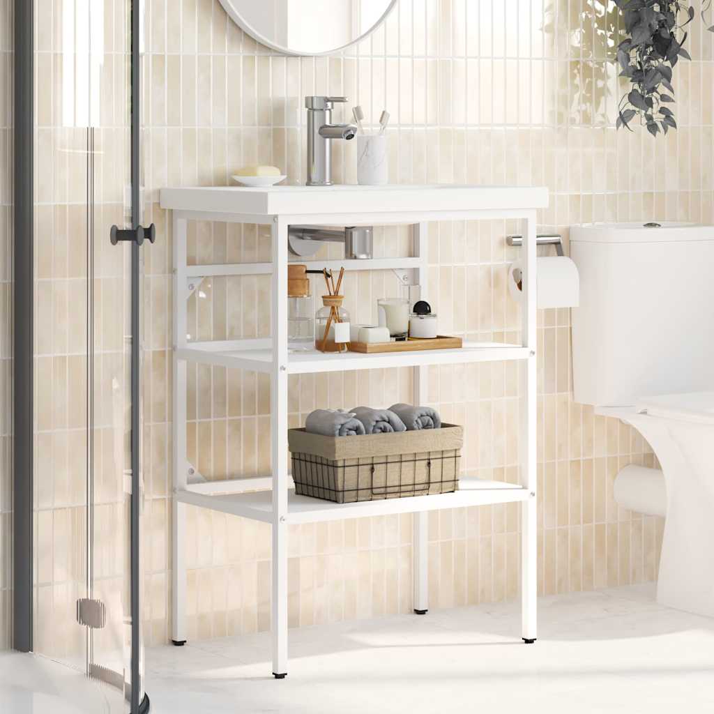 Badezimmer Waschtischgestell Weiß 59x38x83 cm Eisen
