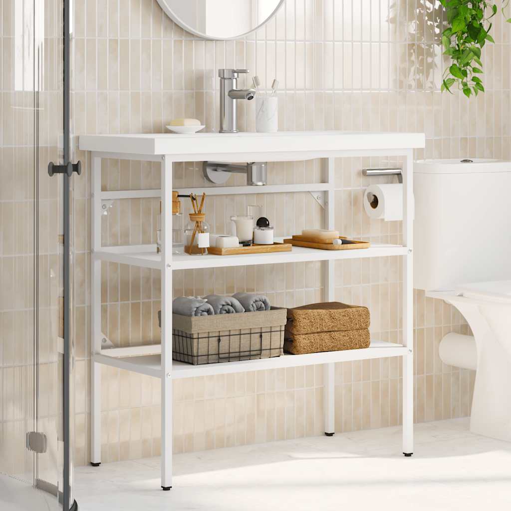 Badezimmer Waschtischgestell Weiß 79x38x83 cm Eisen