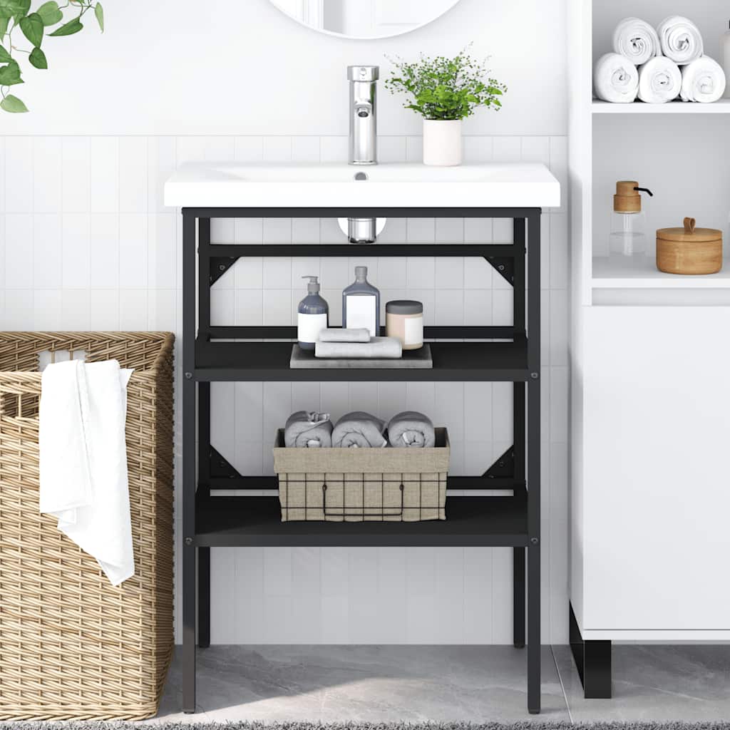 Badezimmer Waschtischgestell Schwarz 59x38x83 cm Eisen