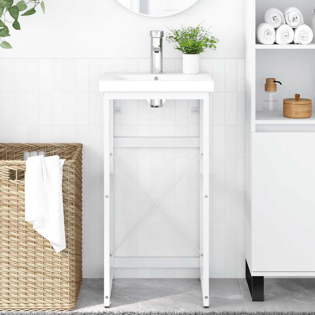Badezimmer Waschtischgestell Weiß 40x38x83 cm Eisen