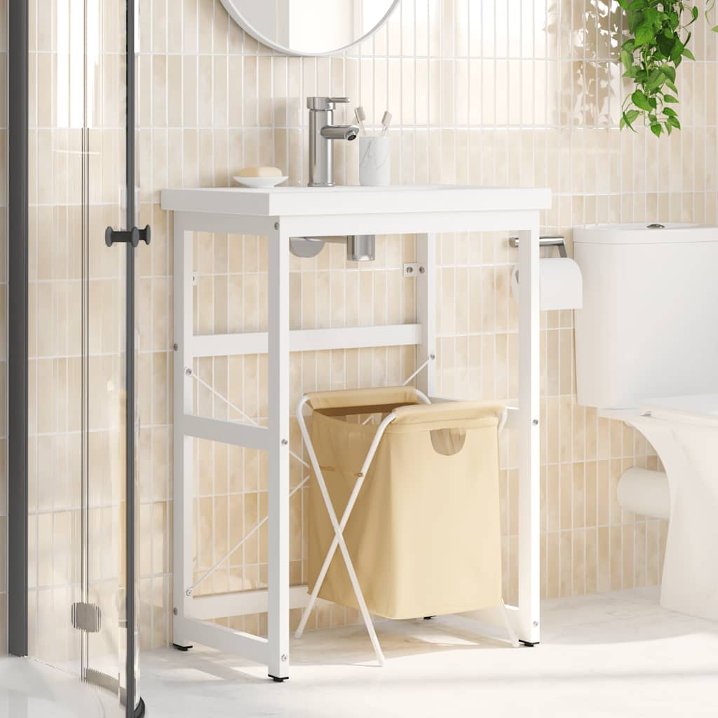 Badezimmer Waschtischgestell Weiß 59x38x83 cm Eisen