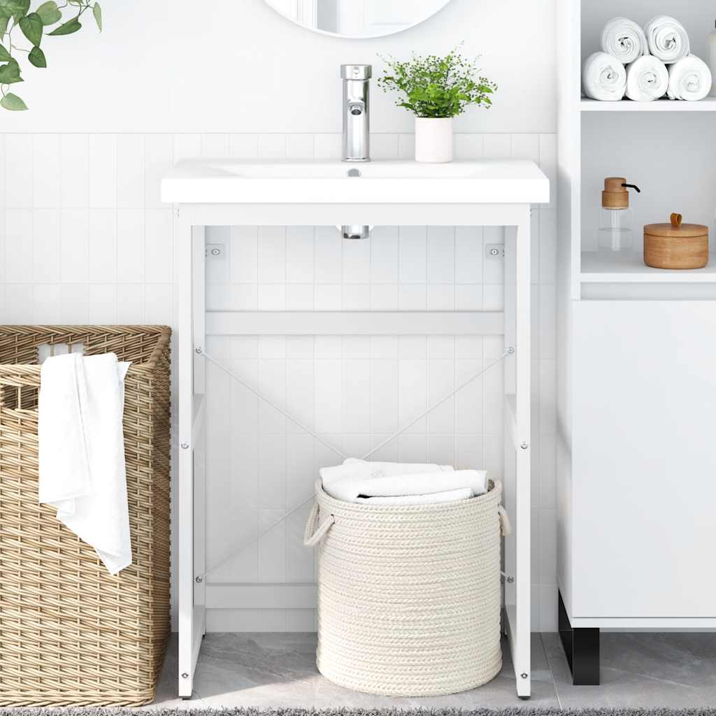 Badezimmer Waschtischgestell Weiß 59x38x83 cm Eisen