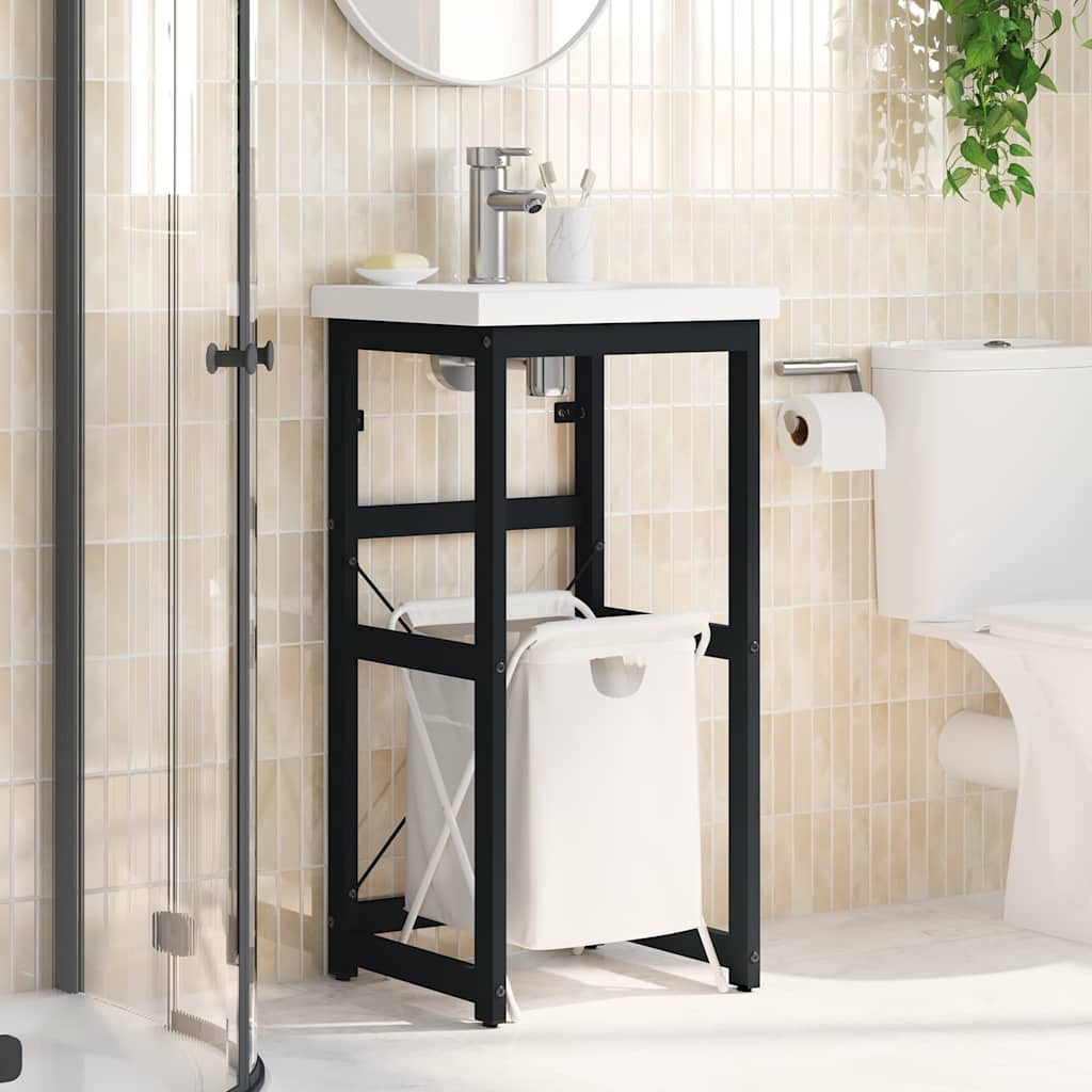 Badezimmer Waschtischgestell Schwarz 40x38x83 cm Eisen