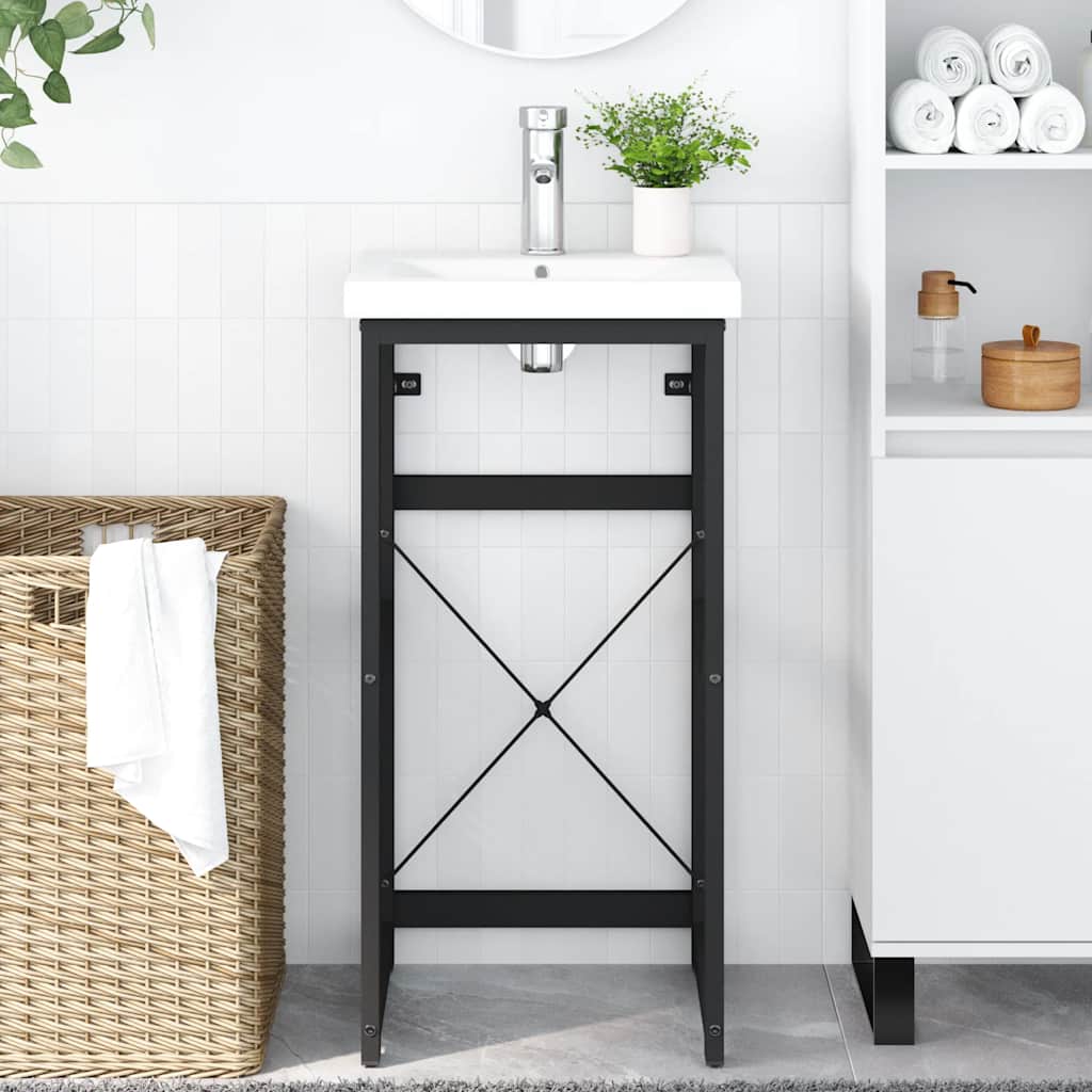 Badezimmer Waschtischgestell Schwarz 40x38x83 cm Eisen