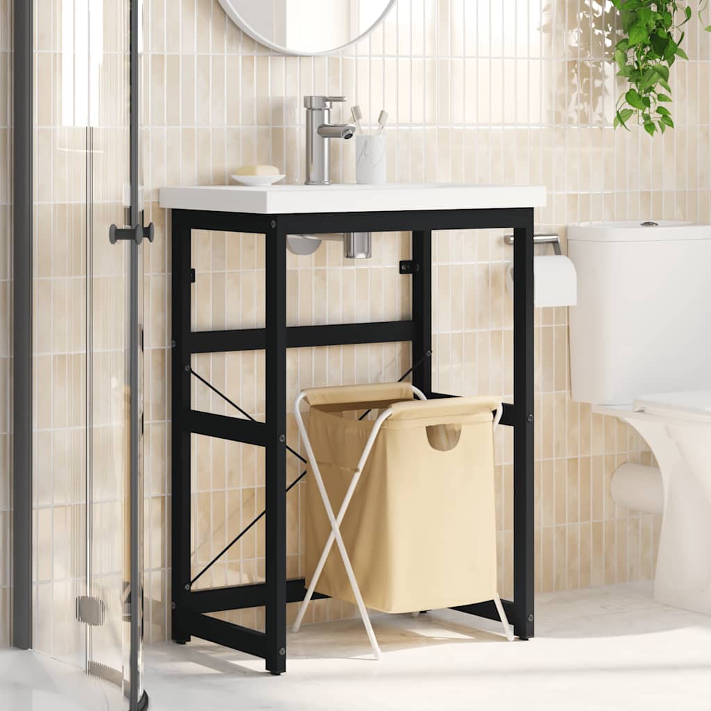 Badezimmer Waschtischgestell Schwarz 59x38x83 cm Eisen