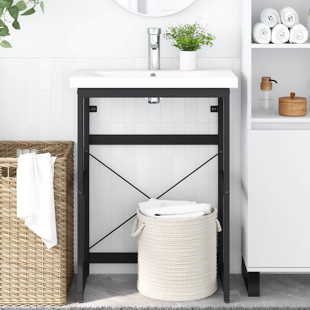 Badezimmer Waschtischgestell Schwarz 59x38x83 cm Eisen