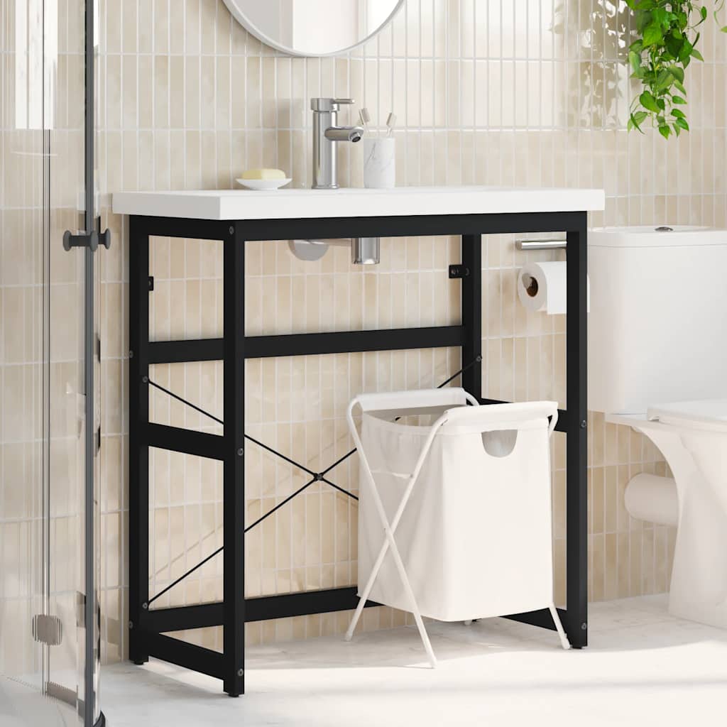 Badezimmer Waschtischgestell Schwarz 79x38x83 cm Eisen