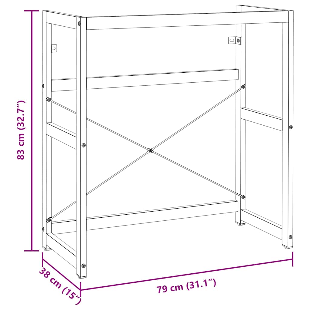 Badezimmer Waschtischgestell Schwarz 79x38x83 cm Eisen
