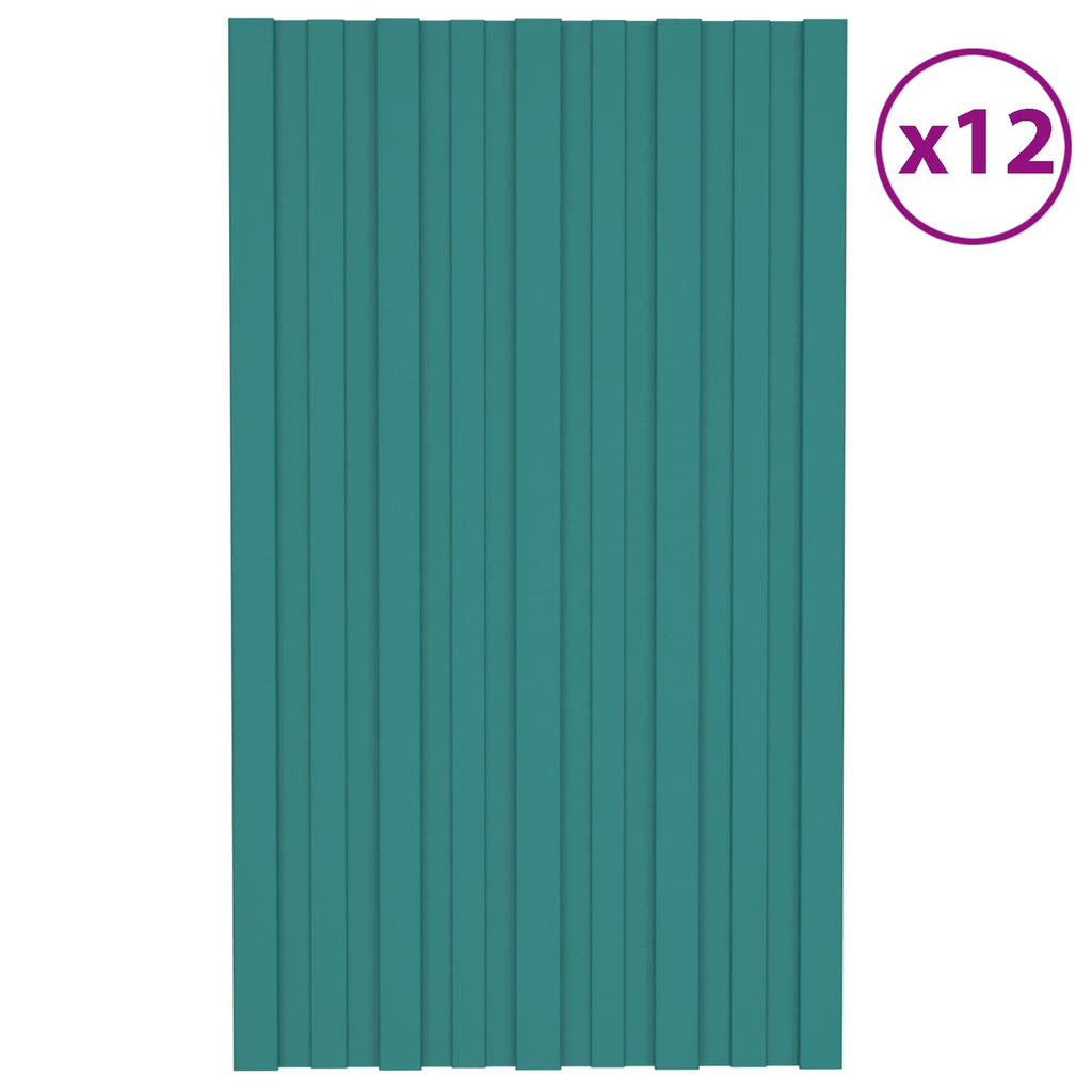 Dachpaneel 12 pcs Grün 80 x 45 cm Verzinkter Stahl