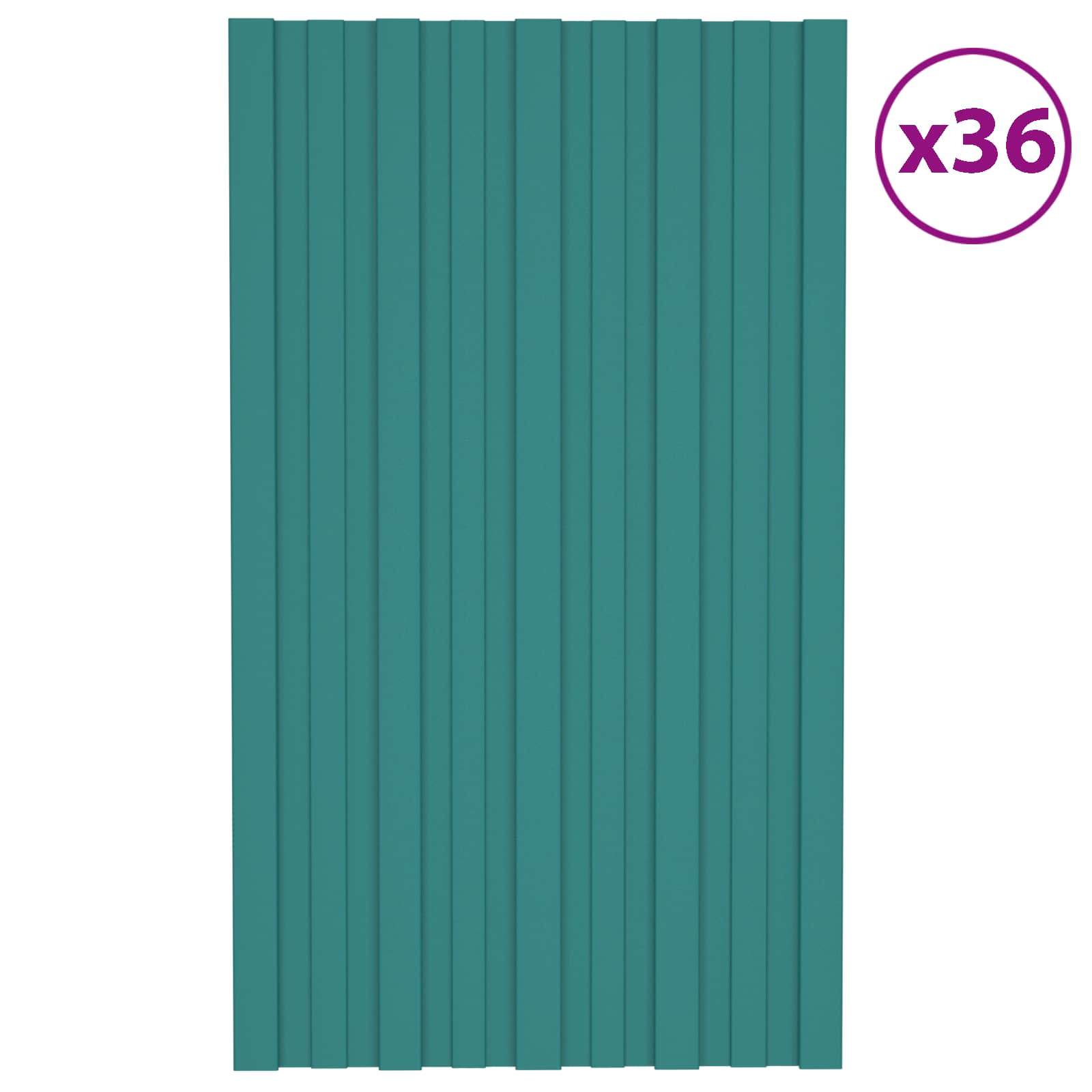 Dachpaneel 36 pcs Grün 80 x 45 cm Verzinkter Stahl