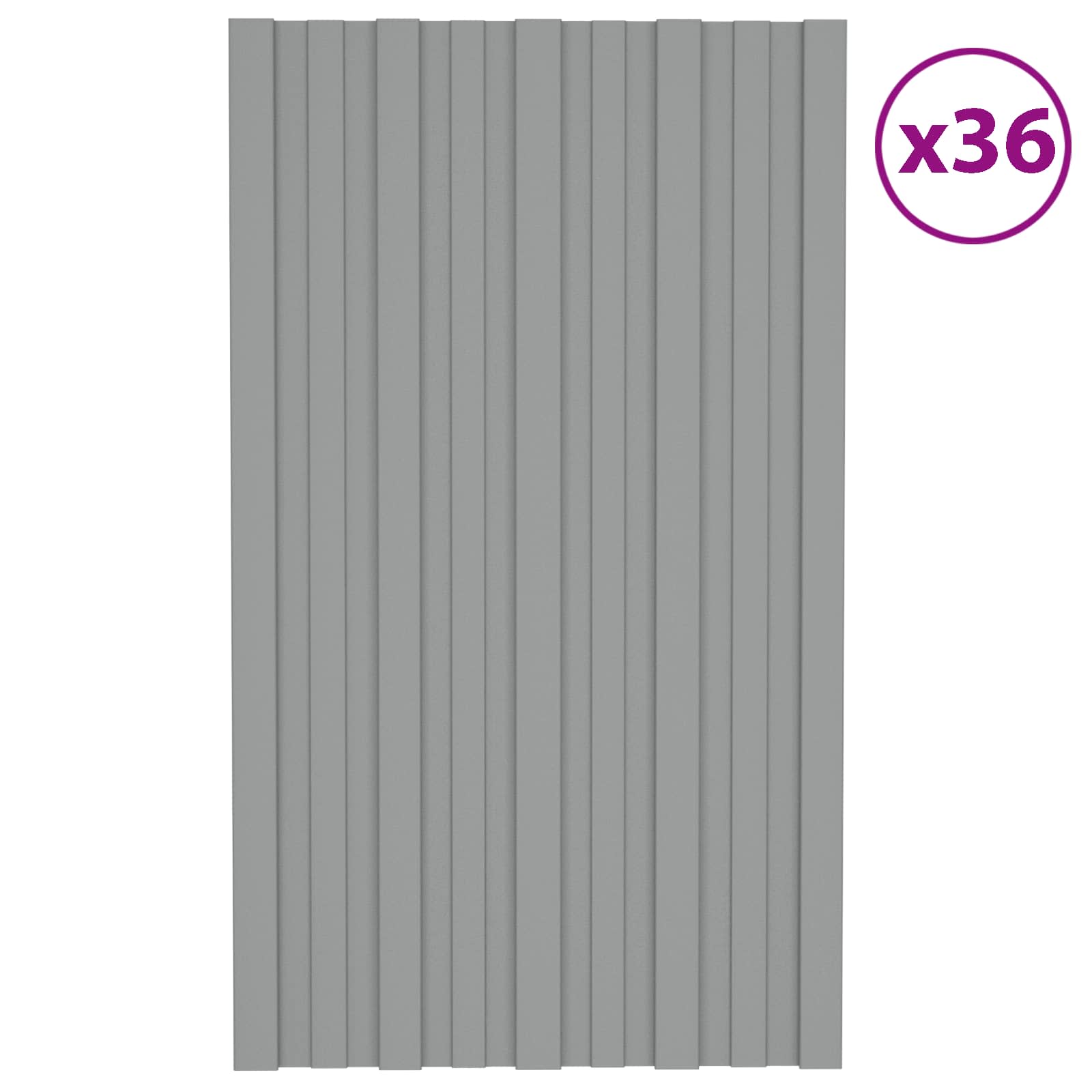 Dachpaneel 36 pcs Grau 80 x 45 cm Verzinkter Stahl