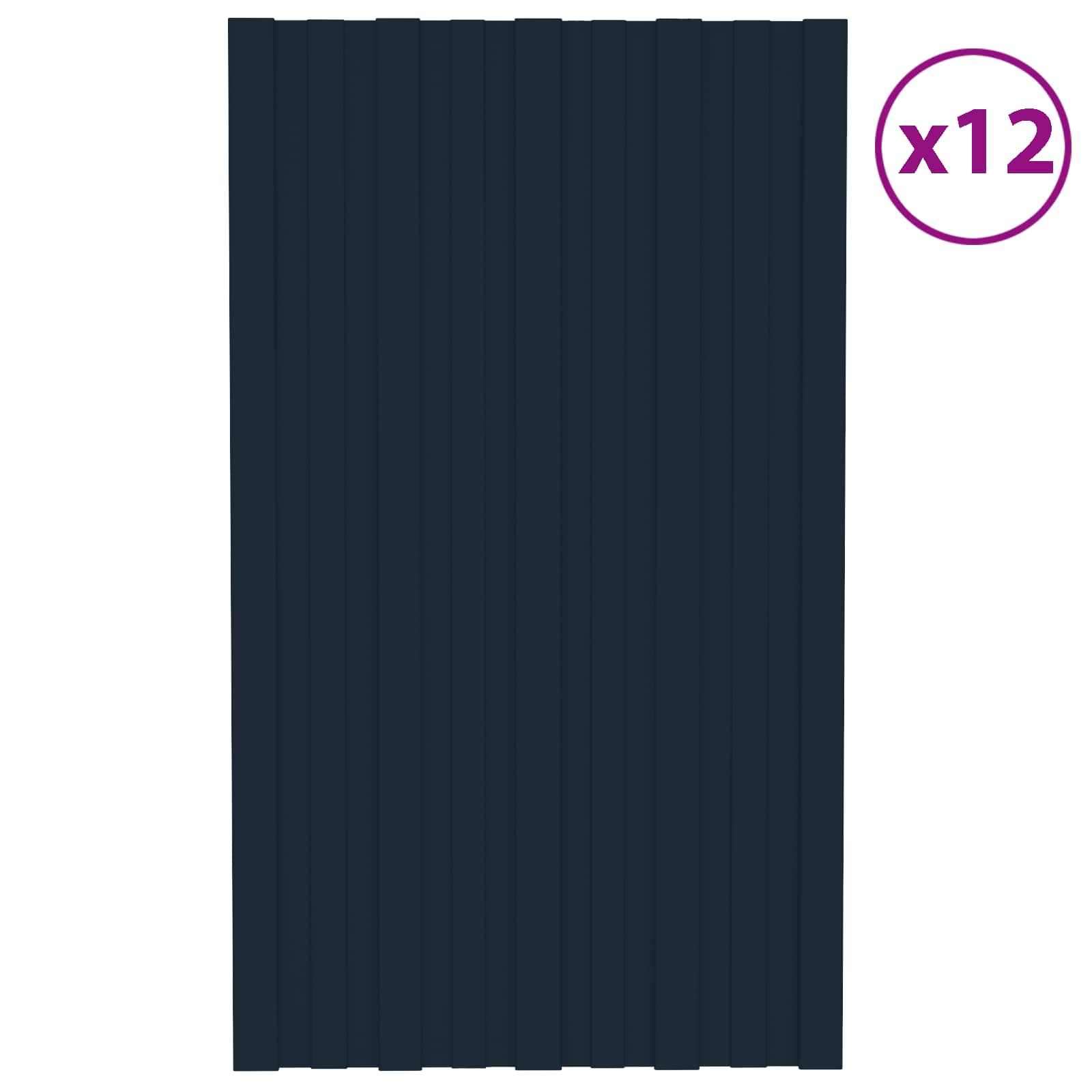 Dachpaneel 12 pcs Anthrazit 80 x 45 cm Verzinkter Stahl