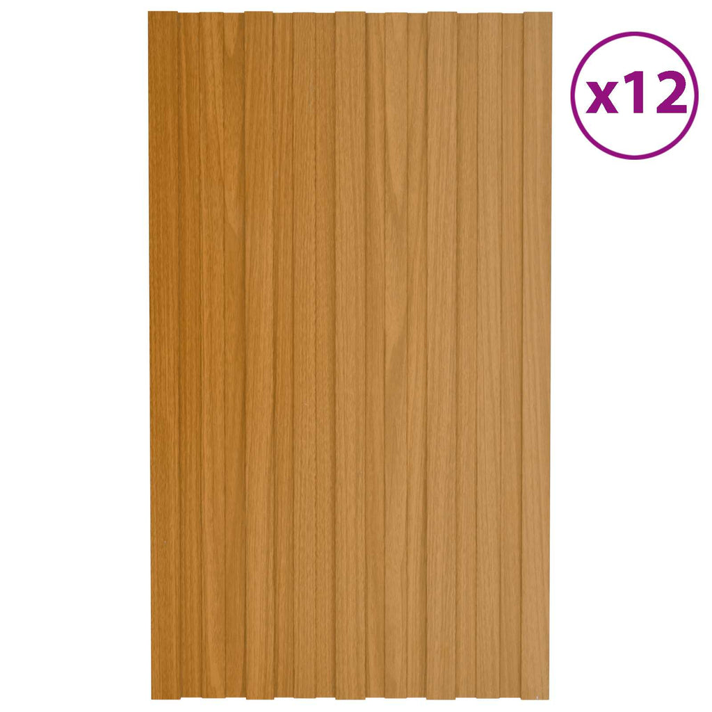 Dachpaneel 12 pcs Natur 80 x 45 cm Verzinkter Stahl