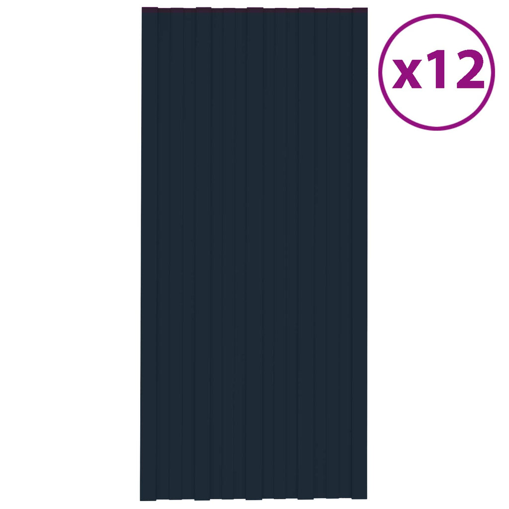 Dachpaneel 12 pcs Anthrazit 100 x 45 cm Verzinkter Stahl