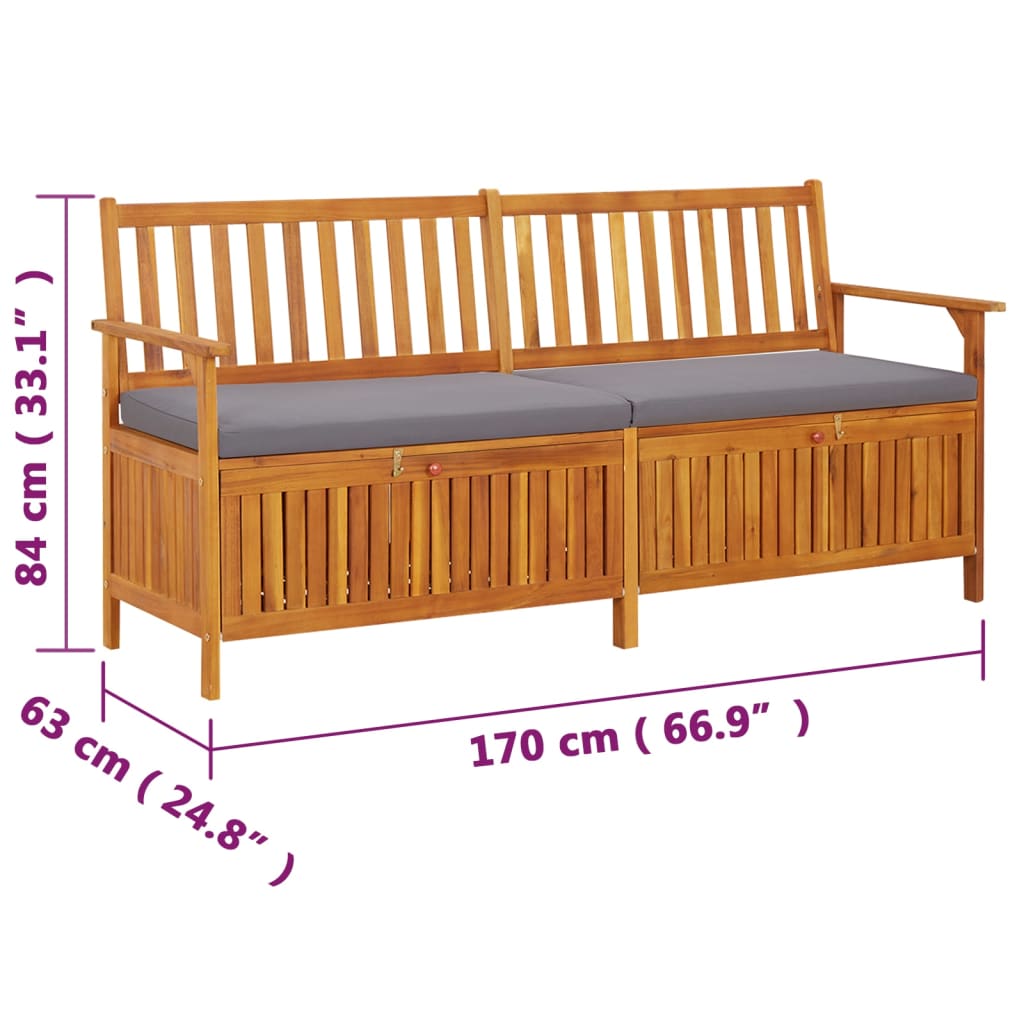 Truhenbank mit Kissen 170 cm Massivholz Akazie