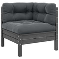 Garten-Ecksofa mit Anthrazit Kissen Grau Massivholz Kiefer