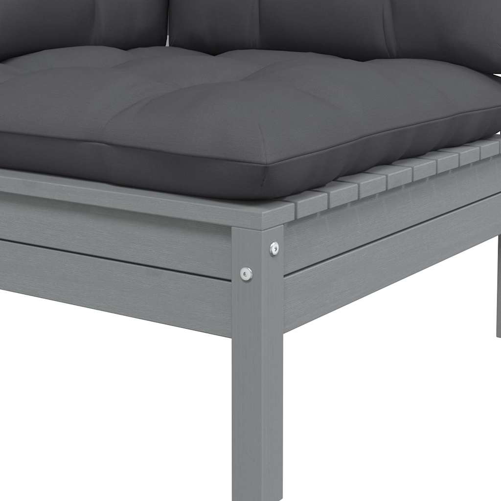 Garten-Ecksofa mit Anthrazit Kissen Grau Massivholz Kiefer