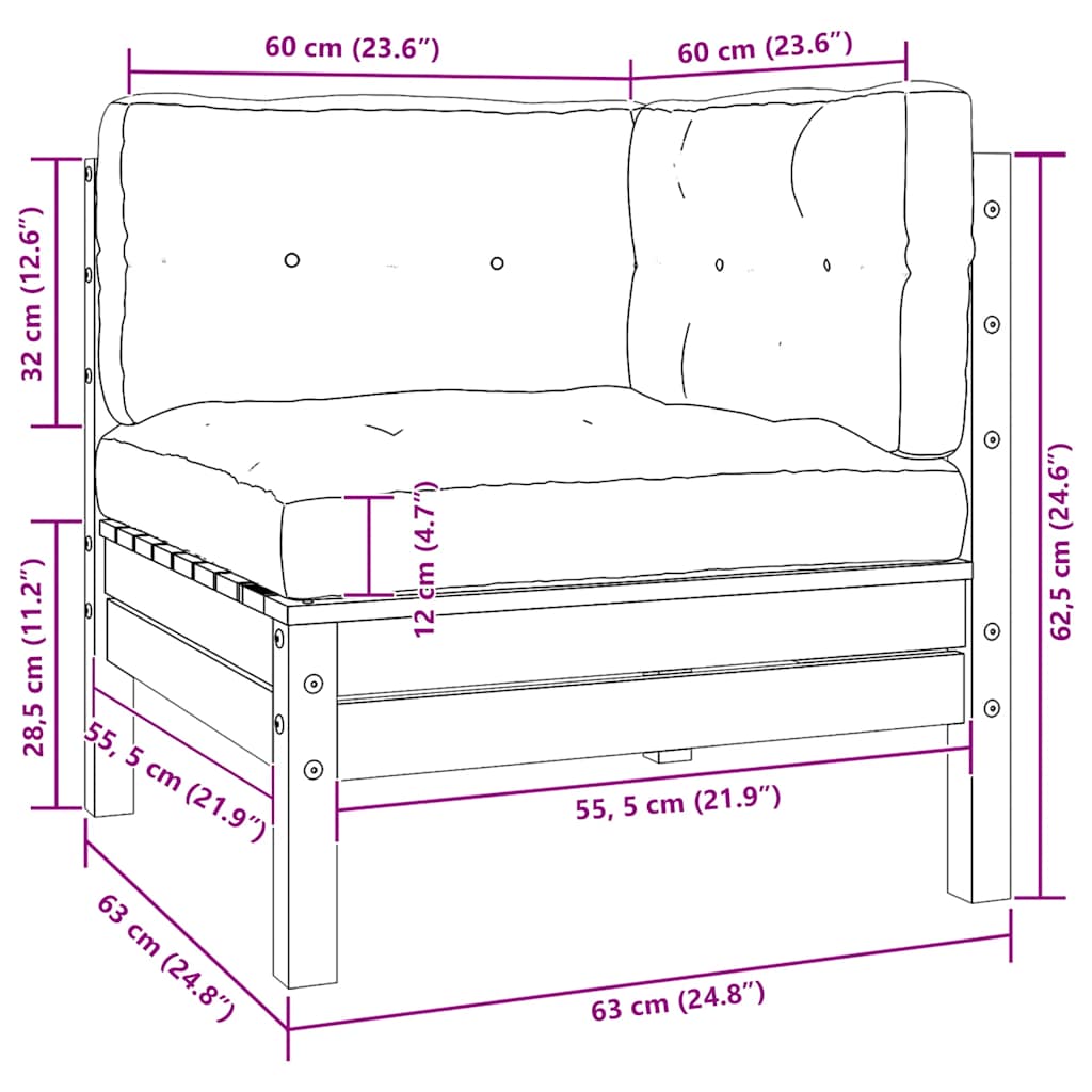 Garten-Ecksofa mit Anthrazit Kissen Grau Massivholz Kiefer