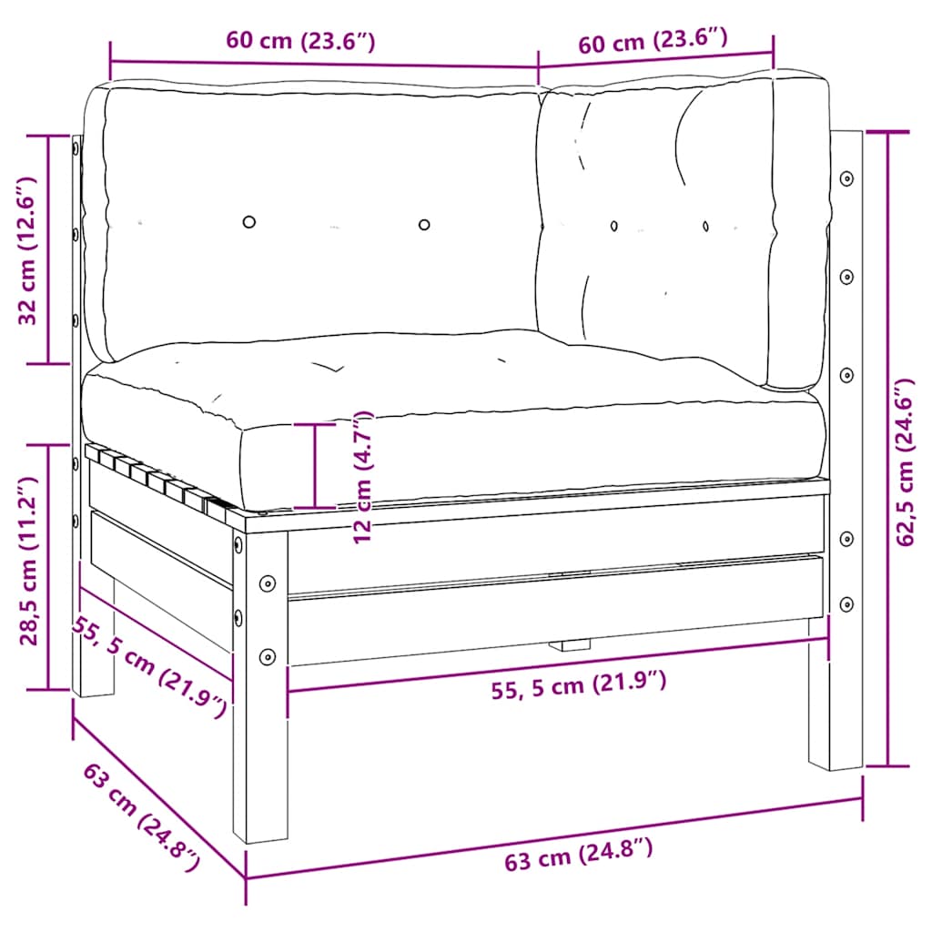 Garten-Ecksofa mit Kissen Honigbraun Massivholz Kiefer