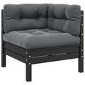 Garten-Ecksofa mit Kissen in Schwarz Massivholz Kiefer