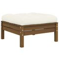 Gartenhocker mit Creme Kissen Honigbraun Massivholz Kiefer